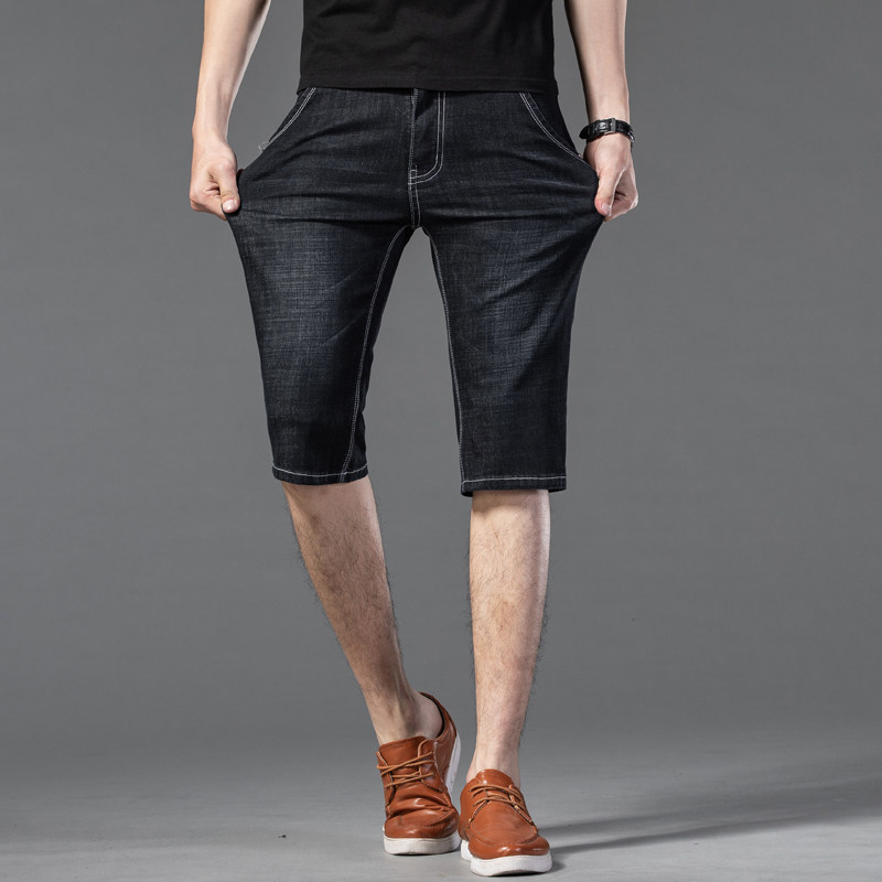 夏季薄款男士牛仔短裤男七分休闲牛仔裤子男宽松直筒弹力五分中裤,男装,牛仔裤,淘宝优惠券,粉丝福利购,淘宝优惠卷