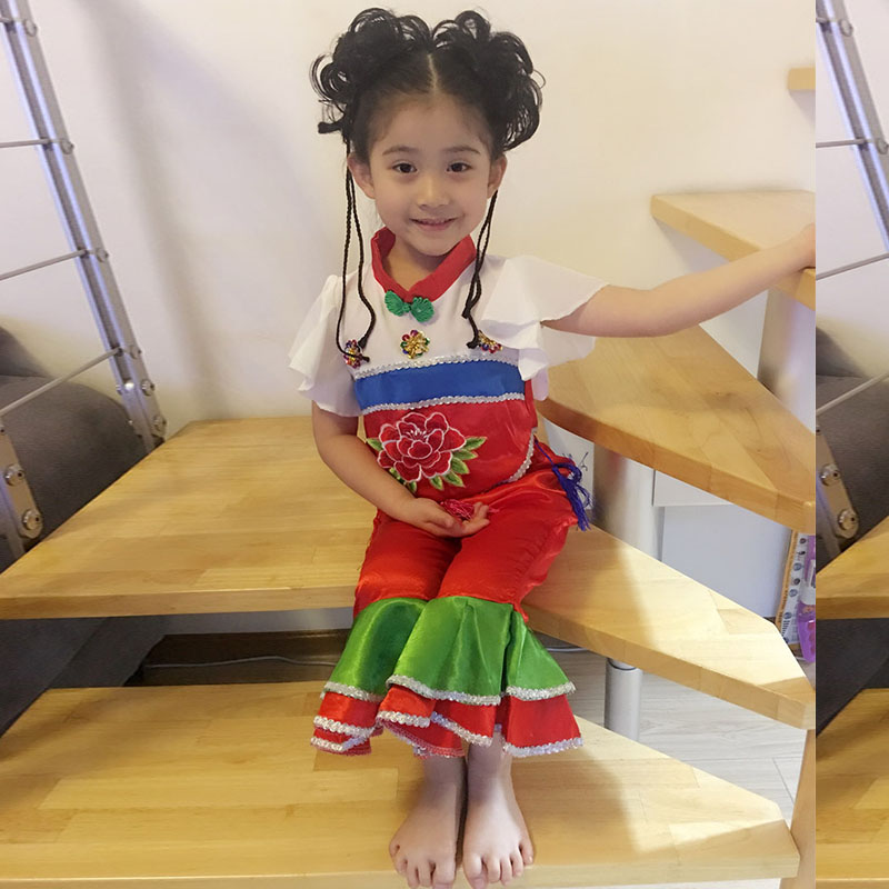 六一儿童开门红秧歌舞演出服手绢舞蹈服民族中国娃娃喜庆表演服女