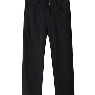 黑色牛仔裤女九分裤春装直筒裤小个子显高八分裤显瘦高腰烟管裤子