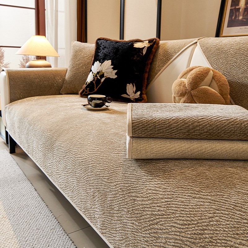 中古风雪尼尔沙发垫四季通用轻奢高级感防滑皮沙发套罩坐垫子盖布