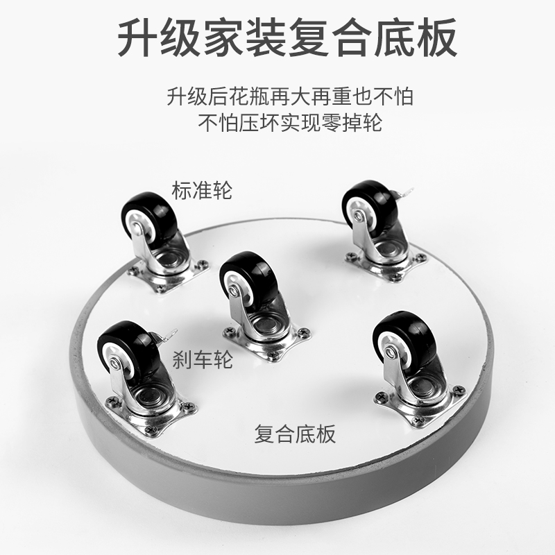 圆形仿水泥花盆托盘带轮万向轮底盘可移动托盘底座防漏接水盘家用