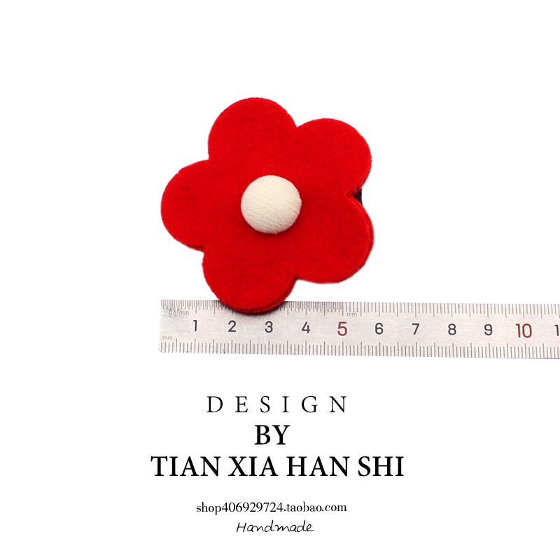 韩国儿童毛呢花朵发圈圆球一字夹子套装宝宝侧边刘海碎发夹红头绳