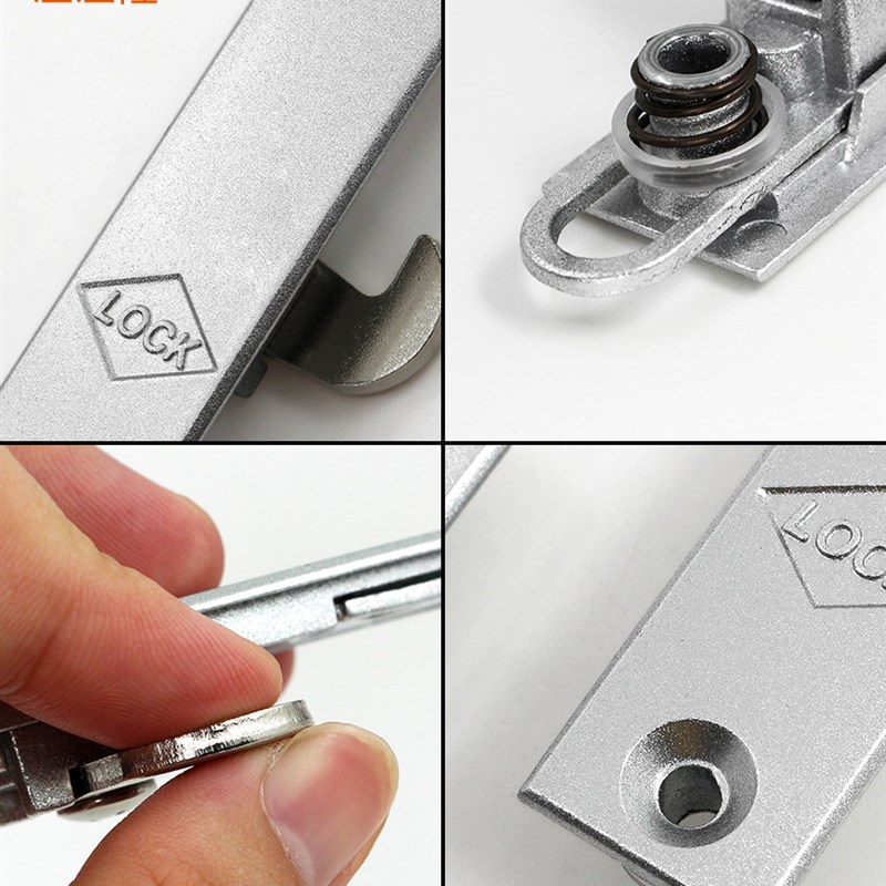 90型老式铝合金门窗钩锁加厚锌合金单面锁推拉窗户锁扣移门栓配件