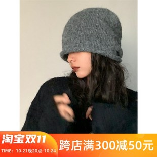 宽松有弹力纯色护H耳冷帽秋冬保暖卷边包头 简约基础款 堆堆帽