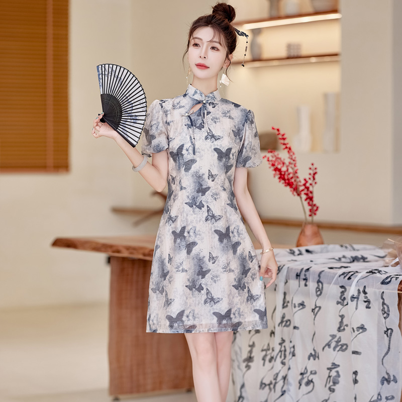 新中式国风改良旗袍连衣裙女2024夏季新款N轻奢高级感印花复古裙