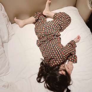 睡衣男童复古印花纯棉亲子套装 女童订制家居服20l21春夏新款 空调