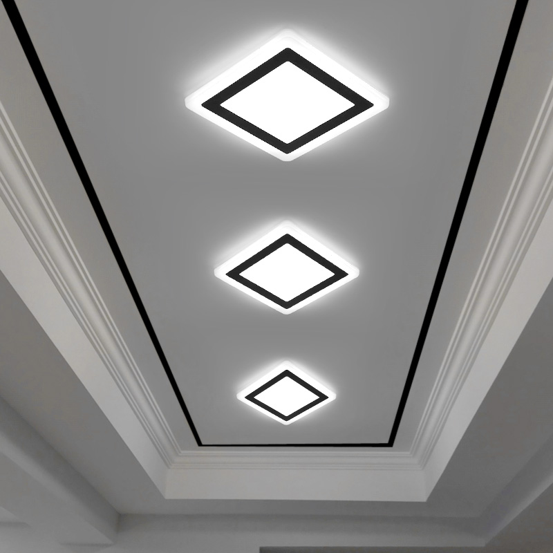 网红过道灯走廊灯创意吸顶入户灯简约现代玄关阳台灯Uled三色变光