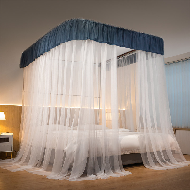 导轨蚊帐u型家用卧室2023新款高级落地2022纹账轨道网红1.5免安装