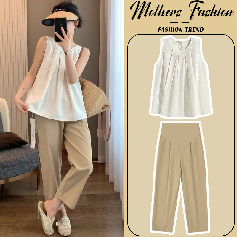 孕妇套装2024新款夏季休闲宽松韩版百搭薄款无袖上衣裤子两件套女,孕妇装/孕产妇用品/营养,连衣裙,淘宝优惠券,粉丝福利购,淘宝优惠卷
