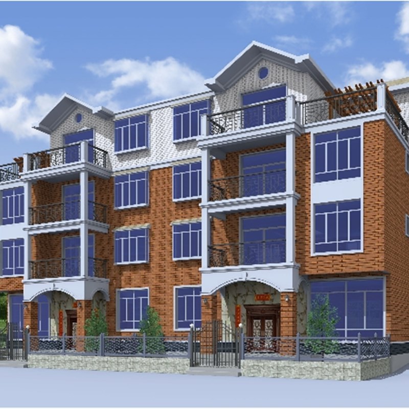 24x12双拼三层半别墅建筑图纸自建房新农村房屋施工图设计效果图