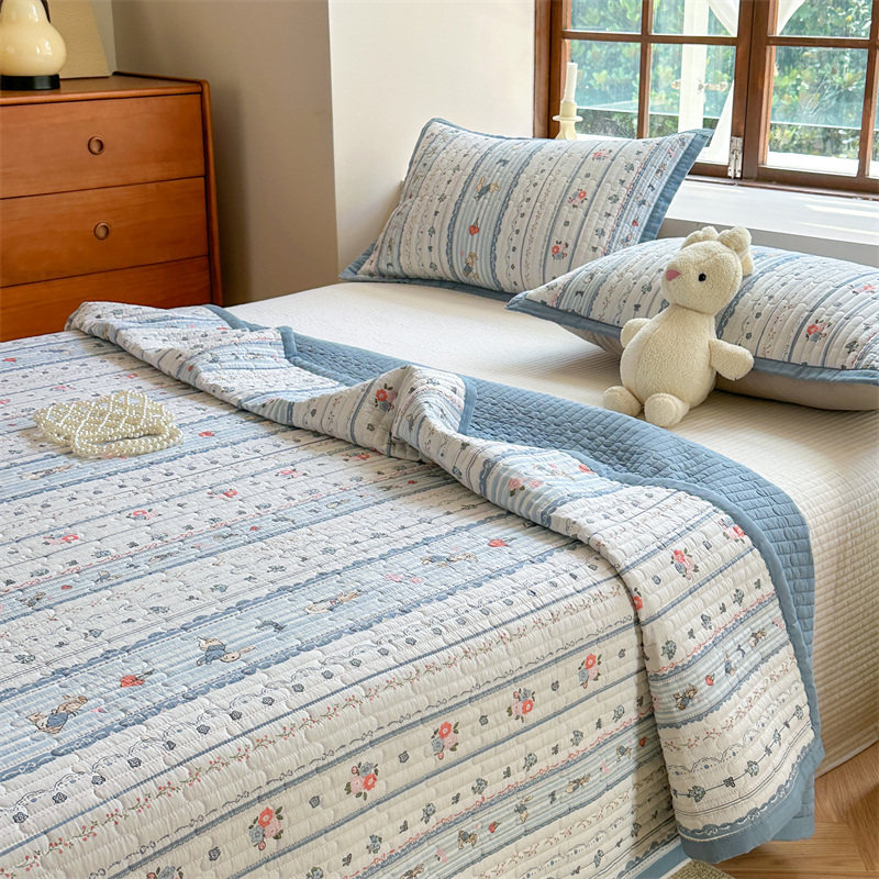 韩式全棉床盖单件双面纯棉砂洗榻榻米三件式床组加厚夹棉定制炕单