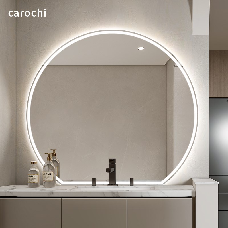 半圆智能镜洗手台镜子led化妆镜带灯发光卫生间壁挂式防雾浴室镜