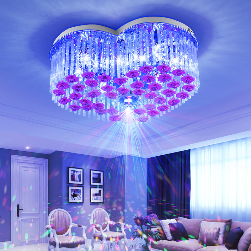 浪漫玫瑰花卧室灯爱心n现代客厅灯温馨婚房间灯水晶灯具LED吸顶灯