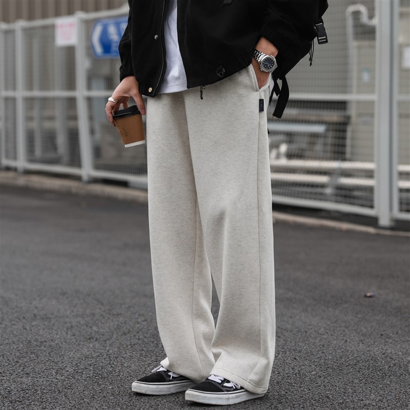 330g重磅嘿马七作日系复古春秋男士休闲直筒卫裤分割设计长裤子潮