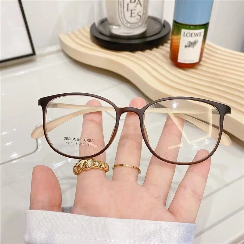 韩国瑜伽眼镜超轻透明茶t色镜框女商务素颜黑框防蓝光可配度数