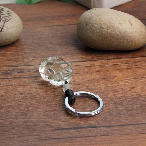 天然绿发晶立体水晶猪钥匙扣挂件生肖猪挂坠男女吊坠可爱小猪饰品