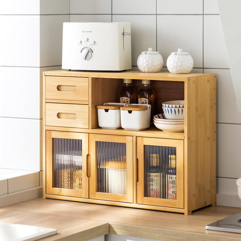 厨房置物架台面碗碟架调味料收纳柜子家用多功能储物柜桌面餐边柜