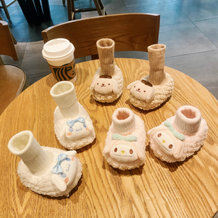 软底不掉0一1岁6到12个月男女宝宝加绒保暖软底鞋 婴儿鞋 袜秋冬季