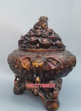 纯铜聚宝盆龙纹鼎元宝貔貅香炉招财聚财家居办公工艺礼品摆件