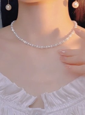 璀璨星河钻球珍珠项链女2024新款爆款锁骨链轻奢小众高级颈链配饰