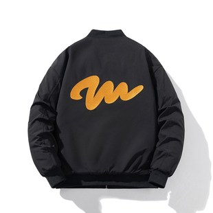 冬季外套男款爆款2024新款无帽B棒球服棉衣飞行夹克棉服反季黑棉