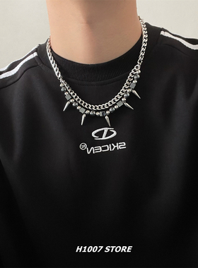 串珠拼接潮牌男款项链女生冷淡锁骨链小众设计高级感情侣款毛衣链