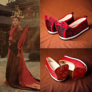 汉服鞋子女古风传统翘头履平底内增高男女I中式婚鞋2020新款影视