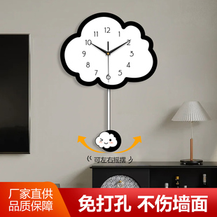 创意摇摆挂钟家用钟表装饰时钟挂墙现代静音石英钟免打孔卧室挂表