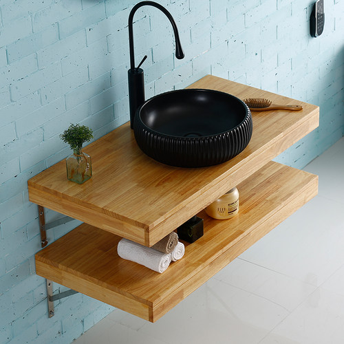 北欧简约浴室柜台l上盆橡木卫生间阳台洗手台洗脸盆洗漱台小户型