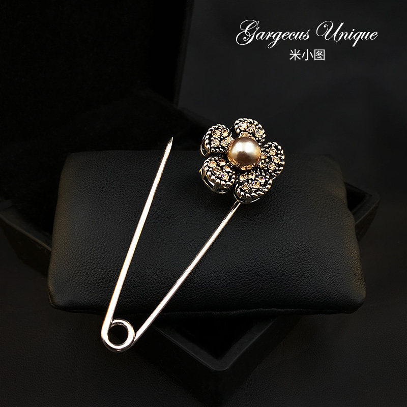 1010精致复古花朵披肩扣 高档开口大衣别针衣服装饰品胸针配饰