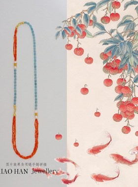 新中式简约天然石彩色串珠项链百搭级感国风时尚精致个性锁骨链女