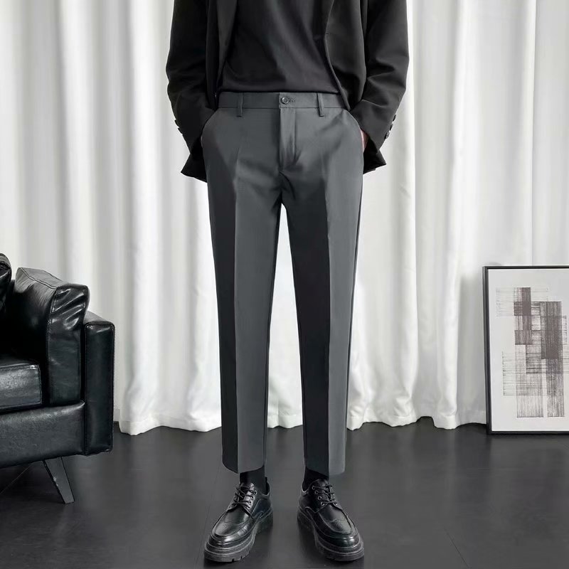 裤子男韩版潮流夏季九分小西裤男士修H身垂感春秋款西装裤休闲长