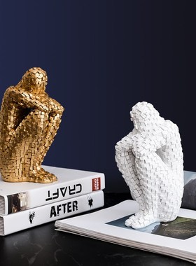 轻奢简约书房g人物摆件样板房客厅办公室电视柜创意家居装饰品摆