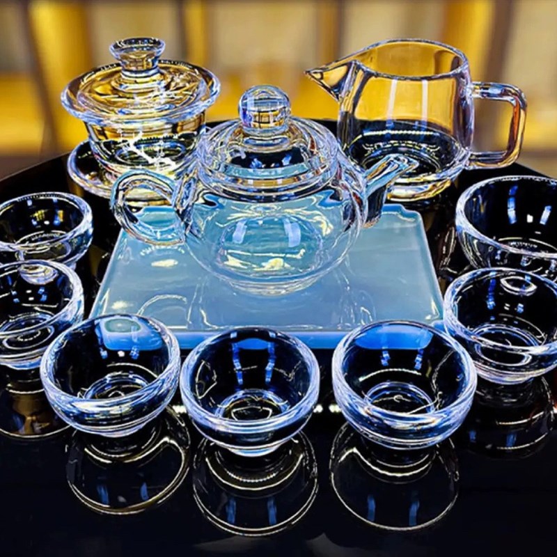 原矿水晶带把公道杯分茶器茶水杯耐高温杯子泡茶杯组合
