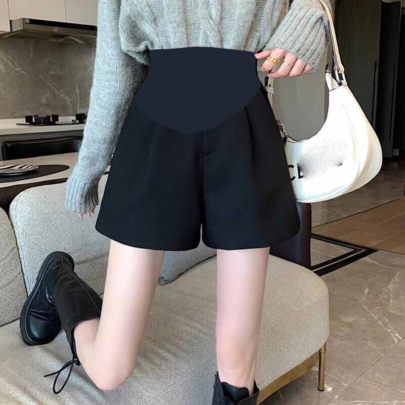 黑色西装阔腿短裤孕妇春季外穿高腰显瘦aK字托腹裤打底靴裤夏装薄