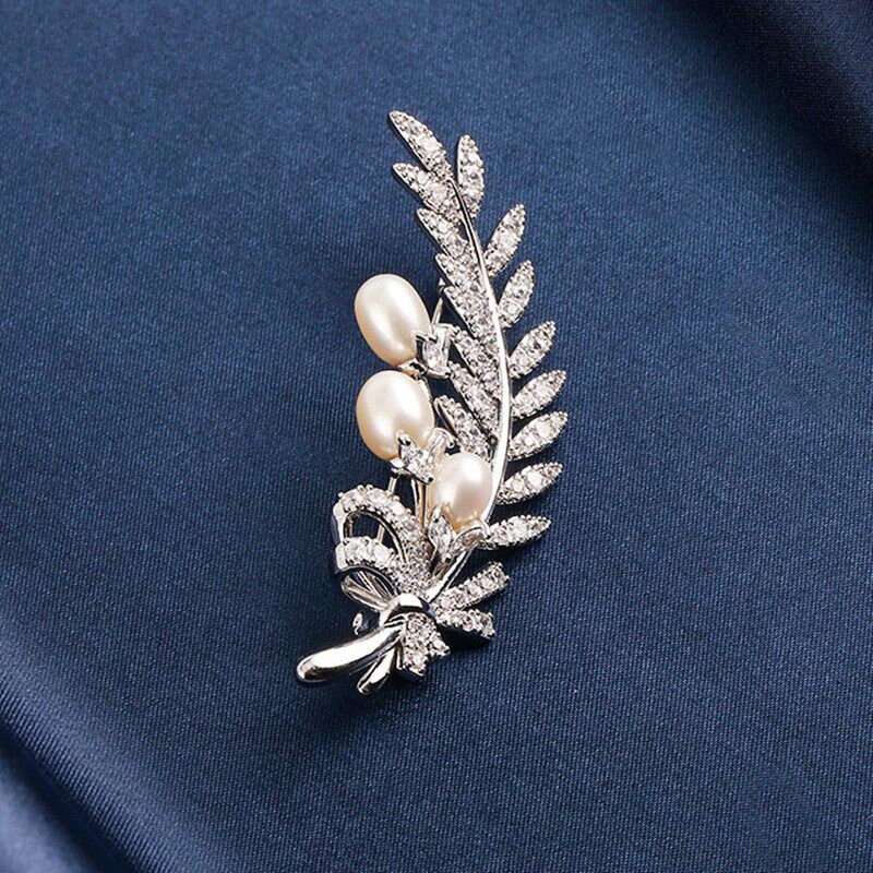 镶钻珍珠麦穗胸针奢华时尚百搭男女胸花西服大衣配饰别针高档礼物
