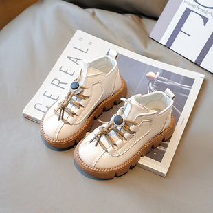 女童靴子春秋英伦风男童运动单靴 5岁6软底软皮新款 儿童马丁靴1