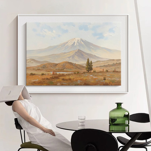 《远山秋原》现代简约客厅装饰画小众艺术风景玄关挂画电表箱挂画