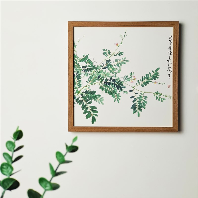 新款中式b花卉绿植水墨字画装饰画客厅书房沙发背景墙挂画定制画图片