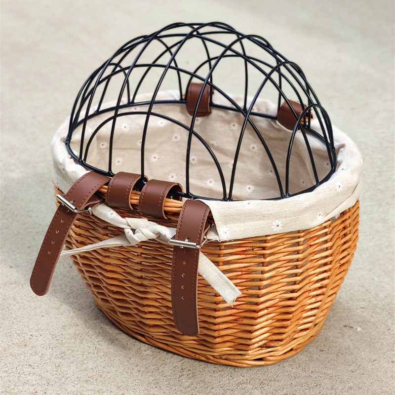 电动车狗狗座椅藤编自行车篮子宠物E笼猫狗车篮筐娄购物篮子编织