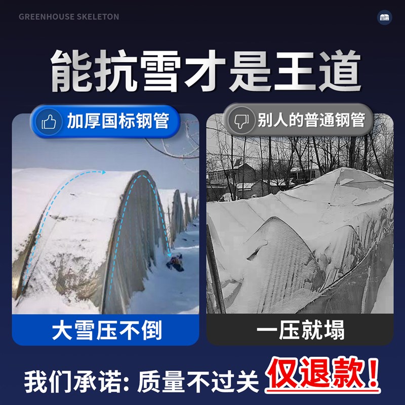 大棚骨架钢管全套定制温室大棚支架配件H养殖种植蔬菜农业连体栋