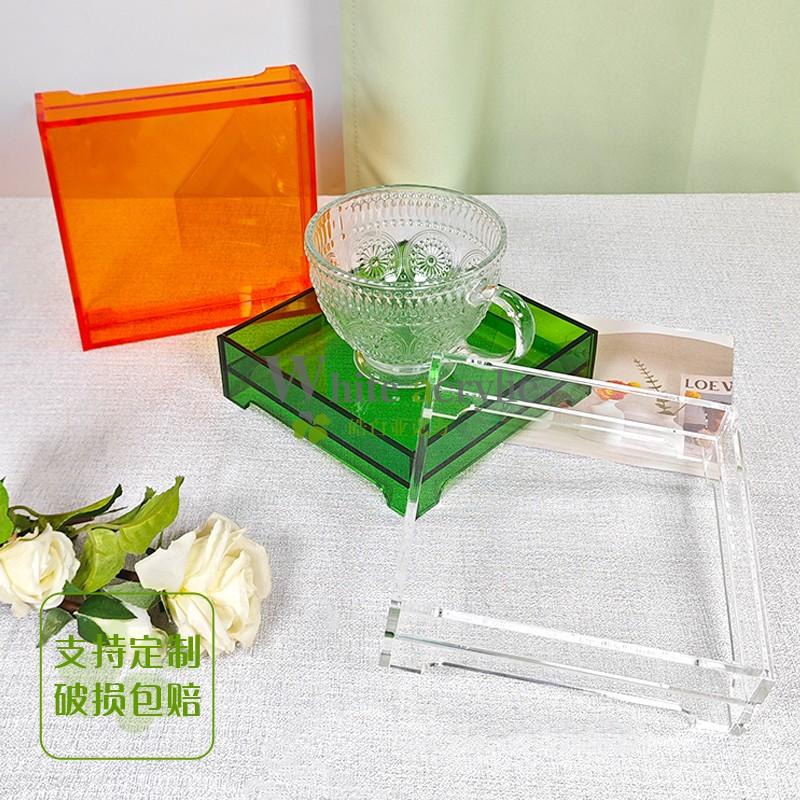 亚克力彩色托盘茶杯茶具底座紫砂壶茶盘瓷器展示台杯子隔热垫茶台