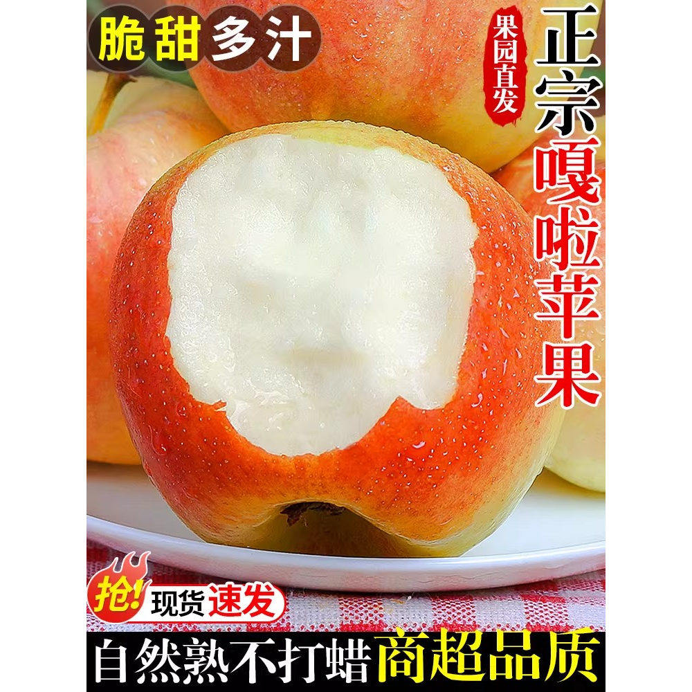 嘎啦苹果新鲜水果当季整箱10斤陕西红富士脆甜冰糖丑青小平果包邮