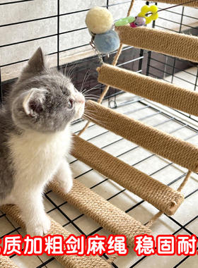 猫咪爬架蹬天梯爬梯桥梯两用实木麻绳可连接跳台猫窝磨爪神器