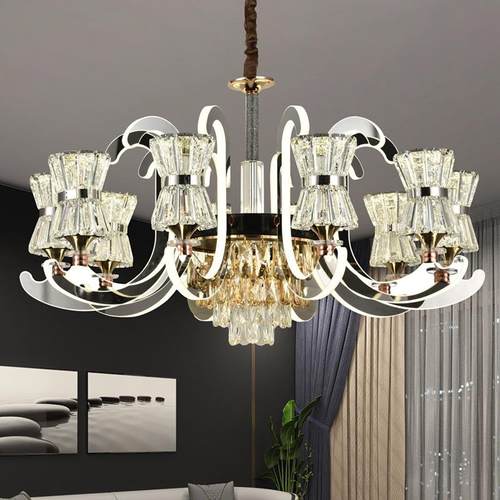 欧式吊灯现代简约客厅灯大气餐厅灯金色温馨简欧水晶吊灯新款灯具