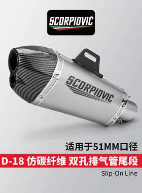 适用忍者400R3MT07赛600450SRD18大锥六角双孔排气通用尾段