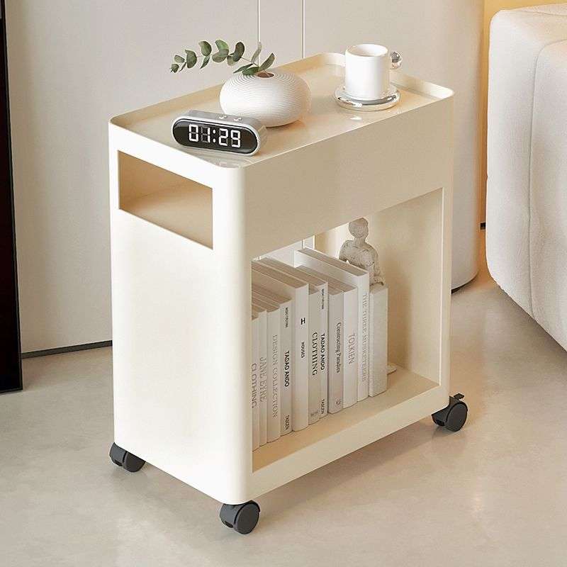 简约家用可移动铁艺沙发边几边柜现代客厅方形小茶几桌子带轮角几