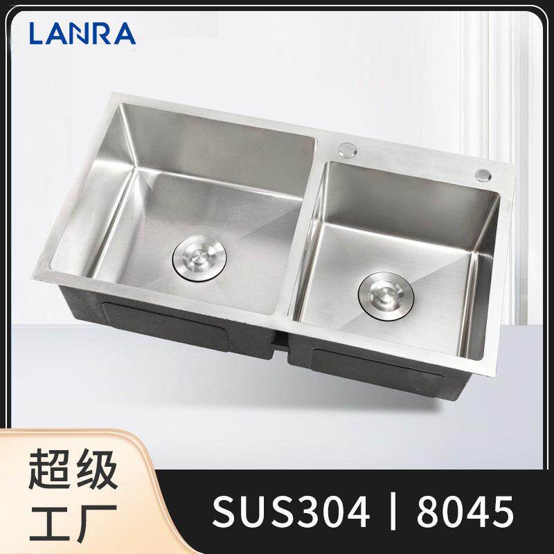 蓝华宜乐SUS304厨房不锈钢水槽双槽3.0加厚厨房五金洗菜洗碗盆