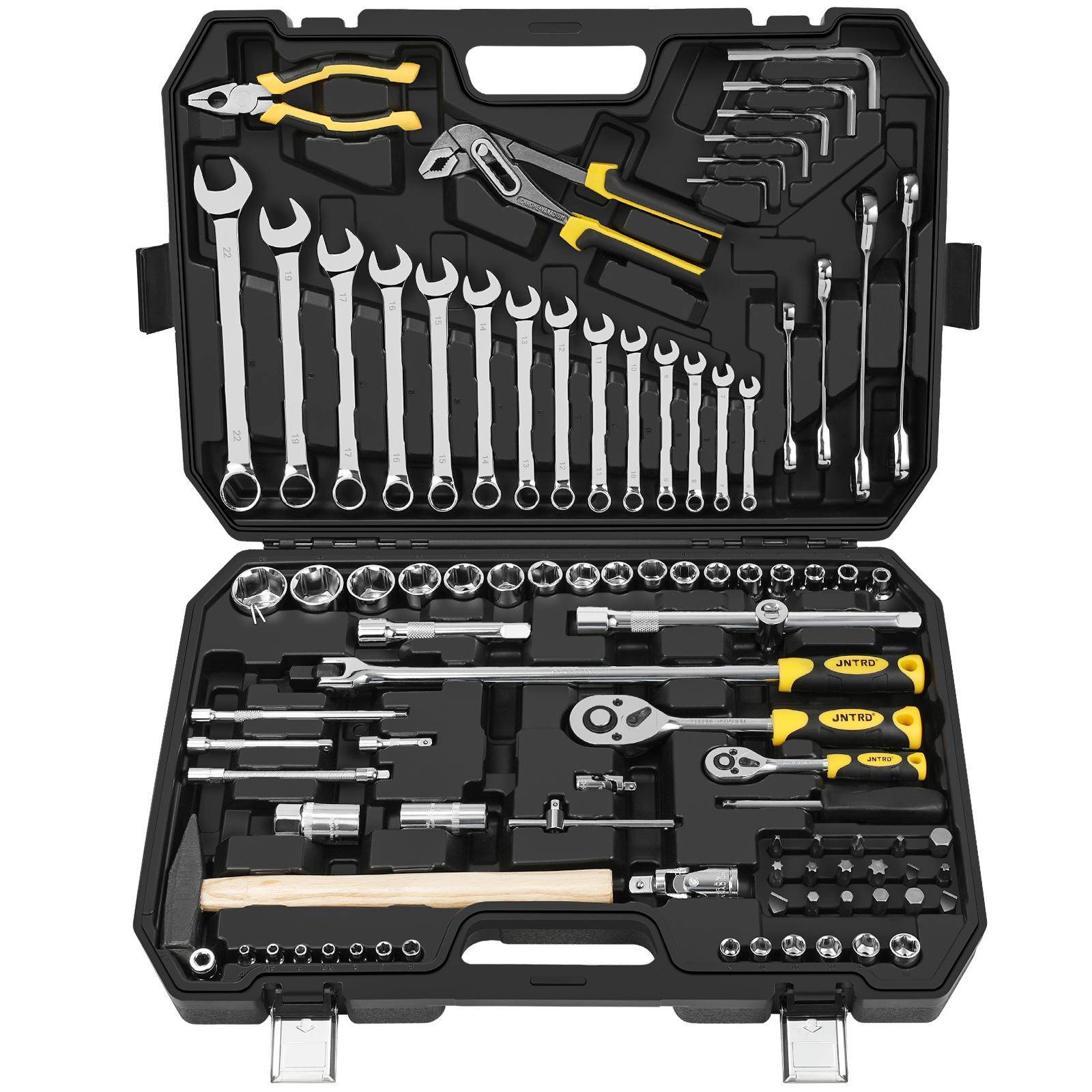 95件套多功能汽车维修工具箱水泵钳锤子套筒扳手综合五金工具大全