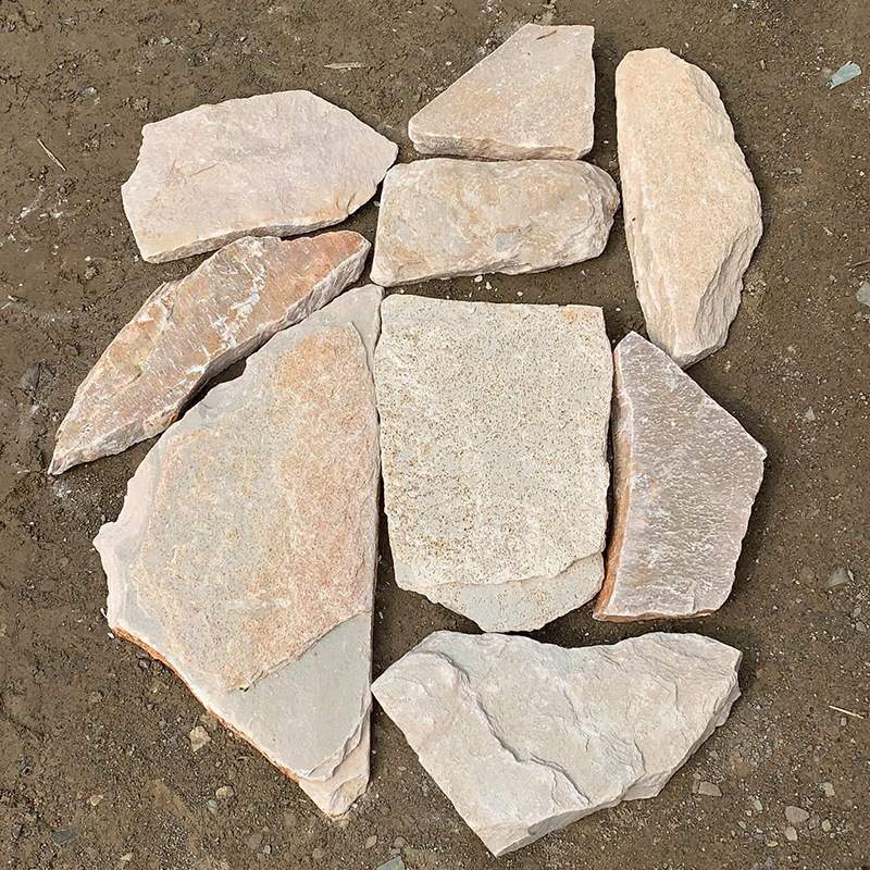 不规则黄木纹青石板片石景区园林地面墙面碎拼石板岩冰裂纹文化石
